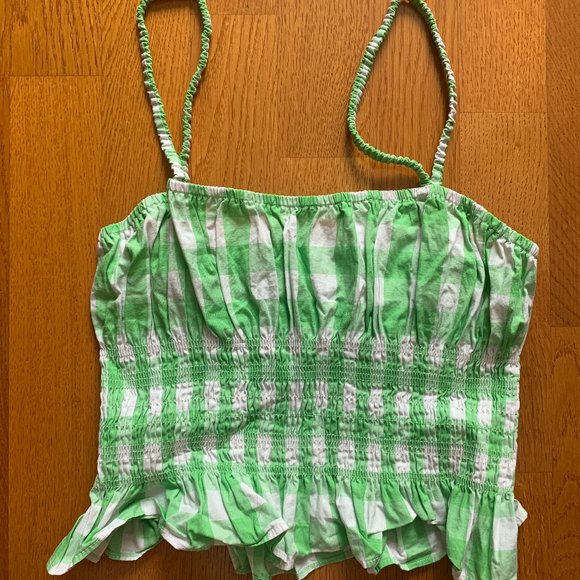 green gingham cropped top - Picture 1 of 3